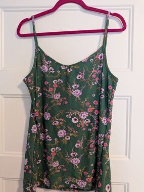 Justify -Green Floral Spaghetti-Strap Tank Top